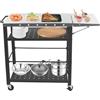 Kaichenyt Tavolo per barbecue, 80 x 50 x 79,3 cm, per esterni, carrello pieghevole con 2 ripiani, tavolino da cucina per esterni su ruote, per la preparazione del barbecue