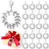 BBTO 24 Pezzi Corona di Alloro Portachiavi con Fibbia a Moschettone 14 Mm | Argento Ciondoli Corona Alloro per Souvenir di Laurea, Natale, Matrimoni, Regalo Aziendale, Premio Scolastico