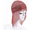 Generico Copricapo elastico da Donna con Perline - Accessorio Vintage Stile Anni '20, Gatsby, Cleopatra e Danza del Ventre, Ideale per Matrimoni, Feste a Tema, Cosplay, Eventi e Spettacoli (Rosso)