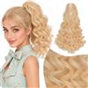 Elailite Extension per Coda Capelli con Pinza Ricci Retrò Posticci Sintetici Ponytail Finta Coda di Cavallo Donna 30cm Biondo Miele