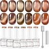 Nicedeco Set Smalto Gel Occhio di Gatto Magnetico Fine, 6 Colori 5ml-Effetto Olografico UV LED con Glitter Taupe Marrone, Rimovibile con Magnete per Nail Art Fai-da-Te e Salone, Kit 6-71