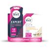 Veet Expert Strisce Depilatorie Viso, Pelli Normali, 12 Strisce + Veet Cera allo zucchero con olii essenziali, 250 ml