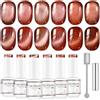 Nicedeco Set Smalto Gel Occhio di Gatto Magnetico Fine, 6 Colori 5ml-Effetto Olografico UV LED con Glitter Rosso Marrone e Magenta, Rimovibile con Magnete per Nail Art Fai-da-Te e Salone, Kit 6-70