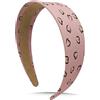 DEIMODRA Cerchietto per Capelli Donna Rosa, Largo 4 cm in Tessuto a Cuori | Frontino rigido rivestito in stoffa con stampa a cuori, accessorio per capelli da donna e ragazza per uso quotidiano