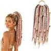 QTVKMAS Extension per Capelli a Coda di Cavallo Boho con Dreadlock Elastici e Perline, 16 Treccia Viking Stile Spiaggia, Attacco Facile in 1 Minuto per Festival e Quotidiano(B)