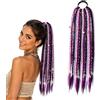 QTVKMAS Extension per Capelli a Coda di Cavallo Boho con Dreadlock Elastici e Perline, 16 Treccia Viking Stile Spiaggia, Attacco Facile in 1 Minuto per Festival e Quotidiano(G)