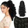 Elailite Extension per Coda Capelli con Pinza Ricci Retrò Posticci Sintetici Ponytail Finta Coda di Cavallo Donna 30cm Nero Scuro