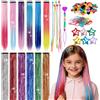 HanCheng Kit Coiffure Bambina: 6 Extension Capelli Clip Lisce,6 Tinsel Colorati,6 Trecce Colorate, Set Completo con Elastici e Accessori,Set Coiffure Fai Da Te,Accessori Capelli Bambina