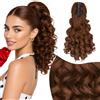 Elailite Extension per Coda Capelli con Pinza Ricci Retrò Posticci Sintetici Ponytail Finta Coda di Cavallo Donna 30cm Castano Ramato