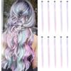 Srvauyea 10 Pezzi Extension Capelli Colorati, 55cm Ciocche di Capelli Colorate, Colorati Ciocche Capelli con Clip, Extension Capelli Clip per Bambini Ragazze Donne Festival Feste Halloween Cosplay