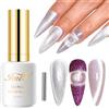 Imtiti Smalto Semi Permanente Magnetico, 15 ml Argento olografico Glitter Cat Eye Smalto Gel UV Con Magnete Cateye Gel Nail Polish Cristallo Glitter Galaxy Smalto Gel Art Kit