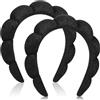DiyJibb Spa Fasce per capelli da donna e donna, per trucco, in spugna, per lavare il viso (nero)