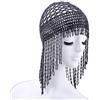 Generico Copricapo elastico da Donna con Perline - Accessorio Vintage Stile Anni '20, Gatsby, Cleopatra e Danza del Ventre, Ideale per Matrimoni, Feste a Tema, Cosplay, Eventi e Spettacoli (Nero)