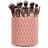 ABCORPHIC Set di 18 pennelli da trucco, pennelli da trucco con secchio rotante, set di spugne, pratici strumenti per il trucco e lattine in polvere con custodia, manico in bambù, rosa