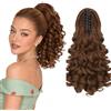 Elailite Extension per Coda Capelli con Pinza Ricci Retrò Posticci Sintetici Ponytail Finta Coda di Cavallo Donna 30cm Marrone Medio