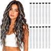 BZURTER 14 Pcs Extension Capelli Clip Hair Tinsel 50cm Glitter Resistente al Calore | PET di alta qualità,senza colla(circa 200 fili ciascuna)Perfetto per Carnevale,festival musicali,feste,cosplay e compleanni