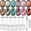 Nicedeco Set Smalto Gel Occhio di Gatto Magnetico Fine, 6 Colori 5ml-Effetto Olografico UV LED con Glitter Blu, Viola, Rosso e Taupe, Rimovibile con Magnete per Nail Art Fai-da-Te e Salone, Kit 6-72
