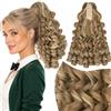 Elailite Extension per Coda Capelli con Pinza Ricci Retrò Posticci Sintetici Ponytail Finta Coda di Cavallo Donna 30cm Marrone Cenere + Biondo