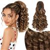 Elailite Extension per Coda Capelli con Pinza Ricci Retrò Posticci Sintetici Ponytail Finta Coda di Cavallo Donna 30cm Cioccolato + Biondo