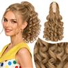 Elailite Extension per Coda Capelli con Pinza Ricci Retrò Posticci Sintetici Ponytail Finta Coda di Cavallo Donna 30cm Marrone Cenere