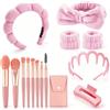 QuidToyzian Set Pennelli Make Up 8pcs, Fascia Capelli Skincare Spa Fascia 6pcs | per Capelli da Donna per il Lavaggio del Viso, fascia per capelli antiscivolo e clip per capelli per donne