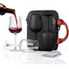 ecooe Set di 2 bicchieri da vino da asporto con custodia protettiva e panno per la pulizia, nero