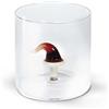 WD Lifestyle WD Bicchiere in vetro borosilicato in vetro colorato all'interno tema Natale. Capacità: 250 ml. Misure: Ø 8 x h 8 cm. (CAPPELLO)