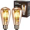 YOUDIAN - Lampadina LED Edison vintage, 4 W, E27 ST64, lampadine a filamento LED, stile antico, stile retrò, a vite in vetro ambrato, 220 V (2 confezioni)