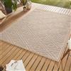 SIMPEX Tappeto Indoor & Outdoor Bouclé Beige 240x340 cm, Resistente alle Intemperie, Design Scandinavo a Rombi con Effetto 3D Alto Basso, Grande per Terrazza Giardino o Soggiorno