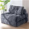 Misorat Divano pigro, divano casual camera da letto soggiorno può sdraiarsi per dormire, sedia a letto singola pieghevole, pellet soffice morbido, spessore resistente all'usura,Dark gray