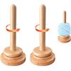 Hitopin Supporto per gomitoli di lana,Portafilo Lana in bambù Legno,Supporto Lana Uncinetto Rotante con Cuscinetto,Porta gomitolo Lana Stabile,per appassionati di cucito (colore legno naturale)