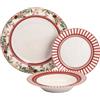 SICIGNANO CASALINGHI Sicignano Servizio Piatti 18 Pezzi Charme Natale Le Bacche in Ceramica | Per 6 Persone, 3 Tipi di Piatti, Motivi Natalizi, Scatola Litografata