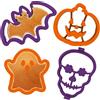 Kamehame Stampi in silicone per pancake di Halloween, per pancake a forma di teschio, fantasma, pipistrello e zucca, confezione da 4 pezzi antiaderenti per bambini, divertente stampo per torta di