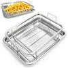 VETOLAKA Teglia da forno con griglia di raffreddamento: 32 × 24 cm, teglia da forno antiaderente in acciaio inox, teglia da forno portatile rettangolare con griglia per torte, cestino da forno per