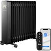Brigros White - Radiatore Elettrico Ad Olio 13 Elementi. Stufa Elettrica A 240v. Telecomando Incluso, Funzione Touch. Display Led Luminoso. Calorifero Elettrico Con Ruote