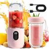 KUWUNG Frullatore portatile, frullatore portatile da 500 ml, con tazza di ricambio, ricaricabile tramite USB, piccolo frullatore con 16 lame, mini frullatore per frullati, succhi e frullati (rosa)