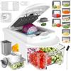 HAUSHOF Tagliaverdure 13 in 1 con Mandolina da Cucina e Spiralizzatore | 9 Cuchillas Recambiables y 4 Tipos de Corte para Espiralizadores con Protector de Dedos para Rallar, Cortar y Picar Verduras