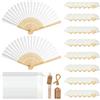 Ysislybin Ventagli a Mano, Set di 50 Ventagli di Carta con Biglietti Sacchetti e Decorazioni per Matrimoni Feste Battesimi e Decorazioni (Set di Ventagli di Carta Bianca con Biglietti di Ringraziamento Marroni)