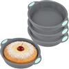 HONYUET 4 Stampi Rotondi in Silicone Antiaderente, 20 x 20 x 4 cm, con Manici Verde Menta, Lavabili in Lavastoviglie, per Torte, Pane e Formaggio