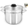 INOXPRAN - Cuocipasta Inoxpasta in Acciaio Inossidabile, Cestello a Vapore con Coperchio in Vetro da 22 cm, 100% Made in Italy, Utilizzabile nel Gas, Lavabile in Lavastoviglie