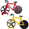 Hoshen - Tagliapizza creativo a forma di bicicletta, divisore, in acciaio inox, per pizza e taglia, 2 pezzi, colore: rosso, giallo