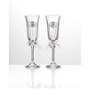 VALENTI & CO. Coppia di flutes di valenti. Coppia di flutes in cristallo con applicazione in argento laminato, ideale per regalo nozze d'argento. Altezza 22 cm. La referenza è 16507
