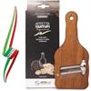 Generico Affetta tartufi - Affettatartufi in Legno Manico Ergonomico ed Antiscivolo. Regolatore di qualità per un taglio preciso. Lama liscia, Acciaio Inox MADE IN ITALY