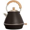CREATE/KETTLE RETRO S/Bollitore elettrico nero/Ebollizione rapida, capacità 600ml, spegnimento automatico, filtro anticalcare, indicatore del livello dell'acqua, Ø17,2 cm, 800 W