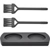GORGECRAFT Vassoio Macina Sale e Pepe Supporto per Macinino Pepe In Legno Protezione per Tavolo Da Pranzo Shaker con 2 Spazzola per Pulizia per 2 Macinini Cucina Domestica Artigianato Nero 16x7.5cm