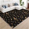 Générique Ragazzo Ragazza Moderna Musica Tappeto Lavabile Soggiorno | Oro note musicali chiave musicale tappeto a pelo corto antiscivolo 140 x 200 cm per camera da letto sala giochi interni