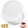 Chingcoo Set di 6 piatti da torta in melamina, bianco, 18 cm, per dessert e | Infrangibili, leggeri e impilabili per l'uso quotidiano, campeggio e picnic