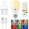 FRIDEKO HOME Lampadina ricaricabile con telecomando, 2600 mAh, E27 | Lampada intelligente con cambio di colore RGB Touch Control, dimmerabile, a batteria, con funzione timer