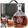 Fxinxi Set decanter per whisky con incisione personalizzata, decanter per liquori personalizzato con nome e iniziali, decanter da 510,3 g o 737,1 g, tazza di vetro, pietre refrigeranti e pinze, per uomini
