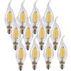 NUOXIN 12 Pezzi Lampadine Filamento a LED E14 4W Equivalenti a 40W, 400LM, Bianca Calda 2700K, Forma a Candela, Vetro Vintage LED, Non-dimmerabile